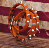 Orange Rock R&B Sharp Studs Triple Wrap Leather Wristband Bracelet Cuff Men
