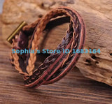 Brown Leather Bracelet with Inspiring Phrases for Men