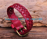 G122 Red Classic Braided Leather Bracelet Men