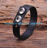 Retro Plain Leather Wristband Bracelet Cuff Men