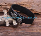 Retro Plain Leather Wristband Bracelet Cuff Men