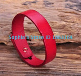 Red Retro Buttons Leather Wristband Bracelet Cuff