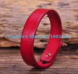 Red Retro Buttons Leather Wristband Bracelet Cuff
