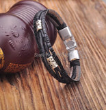 Leather Hemp Braided Surfer Wristband Bracelet Cuff