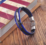 Leather Hemp Braided Surfer Wristband Bracelet Cuff Metal Clasp Mens