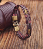 Brown Leather Hemp Braided Surfer Wristband Bracelet Cuff