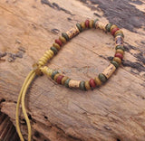 Vintage Hemp Surfer Bracelet with Clay Beads Men