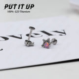 G23 ASTM F136 Titanium Opal Labret Lip Piercing Set