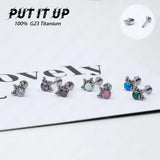 G23 ASTM F136 Titanium Opal Labret Lip Piercing Set