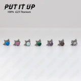 G23 ASTM F136 Titanium Opal Labret Lip Piercing Set