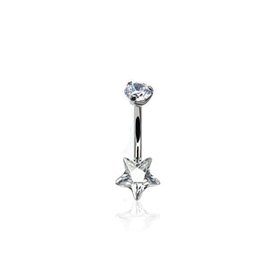 G23 ASTM F136 Titanium Zircon Star Belly Button Ring