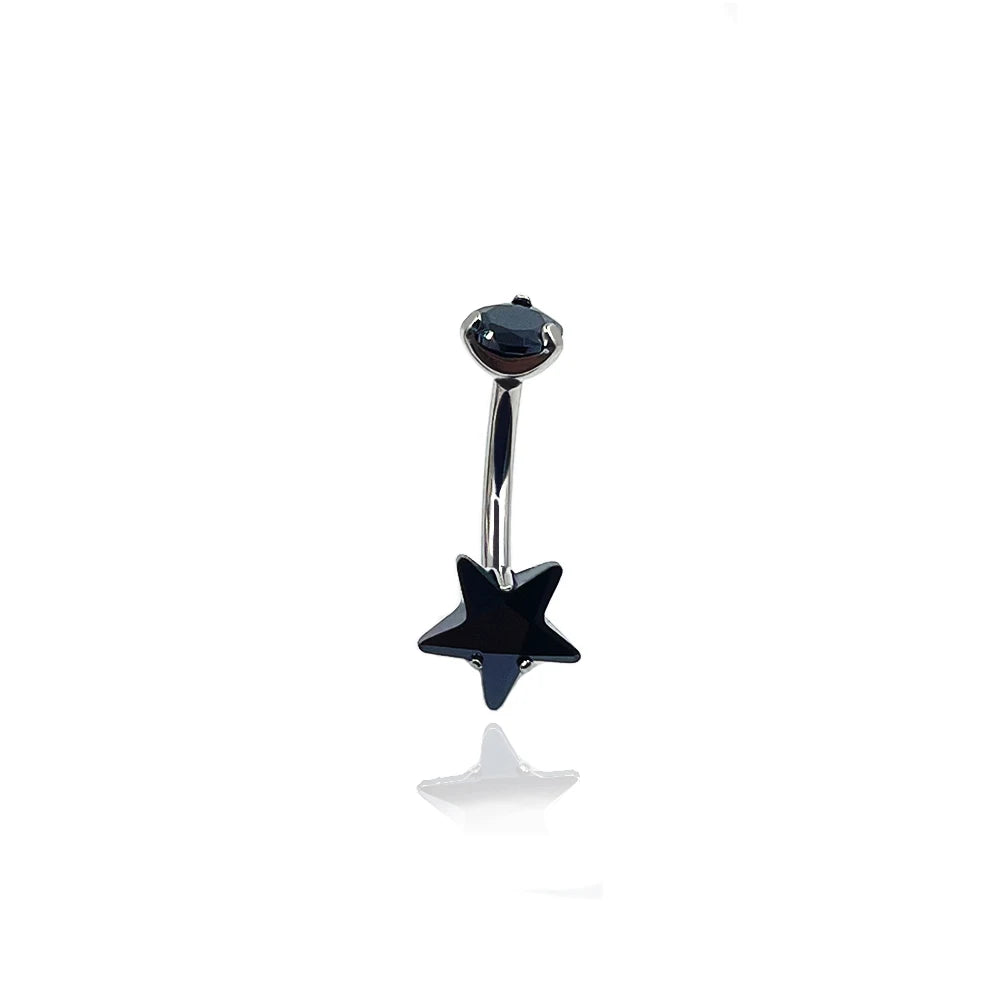 G23 ASTM F136 Titanium Zircon Star Belly Button Ring