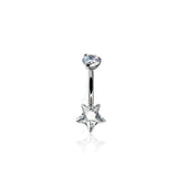 G23 ASTM F136 Titanium Zircon Star Belly Button Ring