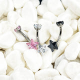 G23 ASTM F136 Titanium Zircon Star Belly Button Ring