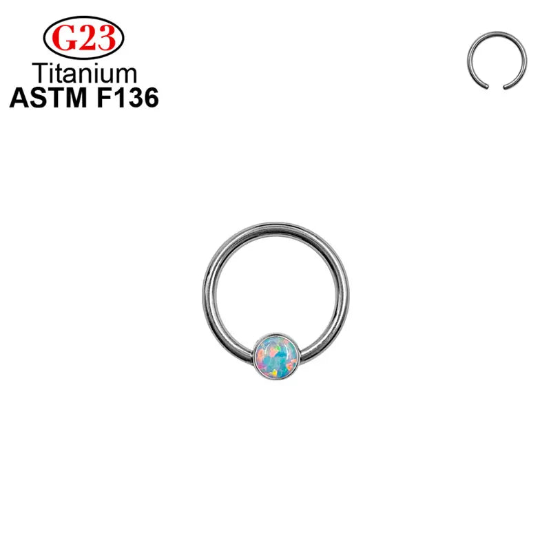 G23 Titanium CZ Stone Nose Ring Clicker Ear Piercing Hoop Earrings