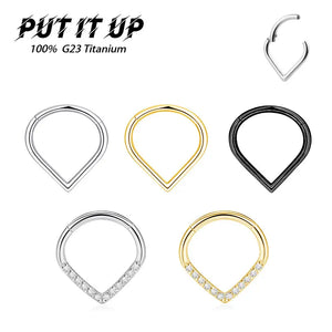 Titanium 16G Hinge 8-10mm Nose Ring Earlobe Pillow Ring Earring