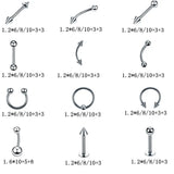 G23 Medical Stainless Steel 60 PCS/Pack Jewelry Lip Nose Nail Piercing