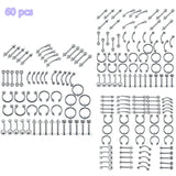 G23 Medical Stainless Steel 60 PCS/Pack Jewelry Lip Nose Nail Piercing
