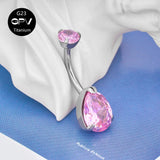 G23 Titanium Navel Nail with Zircon and Opal Body Piercing Jewelry