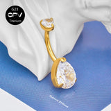 G23 Titanium Navel Nail with Zircon and Opal Body Piercing Jewelry