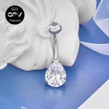 G23 Titanium Navel Nail with Zircon and Opal Body Piercing Jewelry