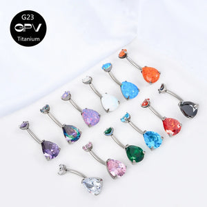 G23 Titanium Navel Nail with Zircon and Opal Body Piercing Jewelry