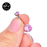 G23 Titanium Navel Nail 14G Zircon Multi-Color Women's Piercing Jewelry