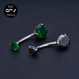 G23 Titanium Navel Nail 14G Zircon Multi-Color Women's Piercing Jewelry