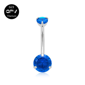 G23 Titanium Navel Nail 14G Zircon Multi-Color Women's Piercing Jewelry