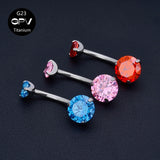 G23 Titanium Navel Nail 14G Zircon Multi-Color Women's Piercing Jewelry