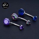 G23 Titanium Navel Nail 14G Zircon Multi-Color Women's Piercing Jewelry