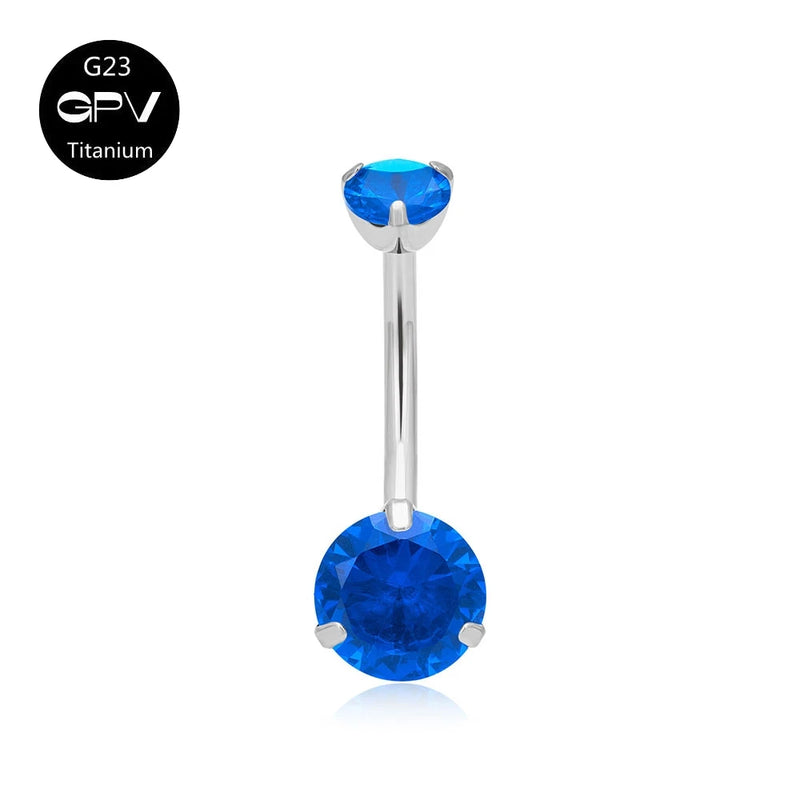 G23 Titanium Navel Nail 14G Zircon Multi-Color Women's Piercing Jewelry