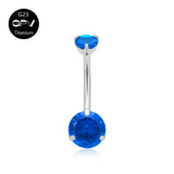G23 Titanium Navel Nail 14G Zircon Multi-Color Women's Piercing Jewelry