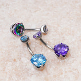 G23 Titanium 14G Belly Piercing Navel Ring CZ Body Piercing Jewelry