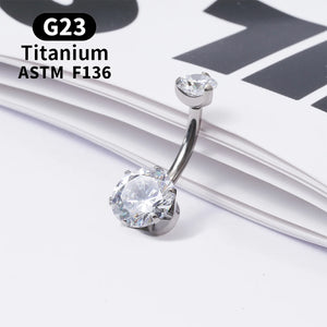 G23 Titanium 14G Belly Piercing Navel Ring CZ Body Piercing Jewelry
