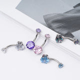 G23 Titanium 14G Belly Piercing Navel Ring CZ Body Piercing Jewelry
