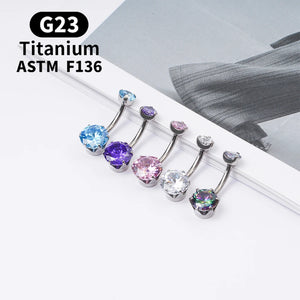 G23 Titanium 14G Belly Piercing Navel Ring CZ Body Piercing Jewelry