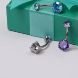 G23 Titanium 14G Belly Piercing Navel Ring CZ Body Piercing Jewelry