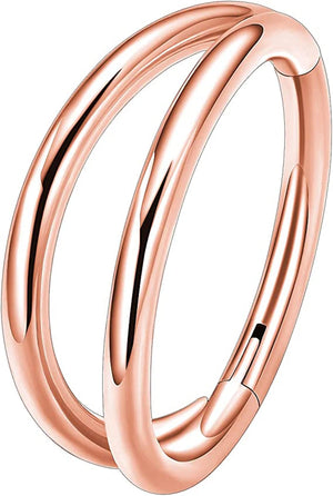 G23 Titanium 16G Septum Hoop Piercing Double Row CZ Beads Conch Nose Ring