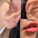 G23 Titanium 16G Septum Hoop Piercing Double Row CZ Beads Conch Nose Ring