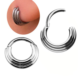 G23 Titanium 3 Tier Stacked Hinged Clicker Ring