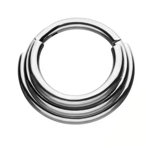 G23 Titanium 3 Tier Stacked Hinged Clicker Ring