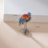 G23 Titanium 5 Colorful CZ Ball Clusters Lip Stud