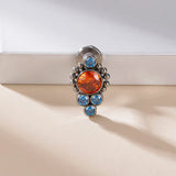 G23 Titanium 5 Colorful CZ Ball Clusters Lip Stud