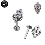 G23 Titanium 5 Colorful CZ Ball Clusters Lip Stud