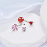 G23 Titanium Heart CZ Navel Piercing Body Jewelry for Women