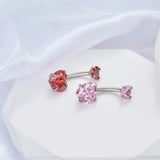 G23 Titanium Heart CZ Navel Piercing Body Jewelry for Women