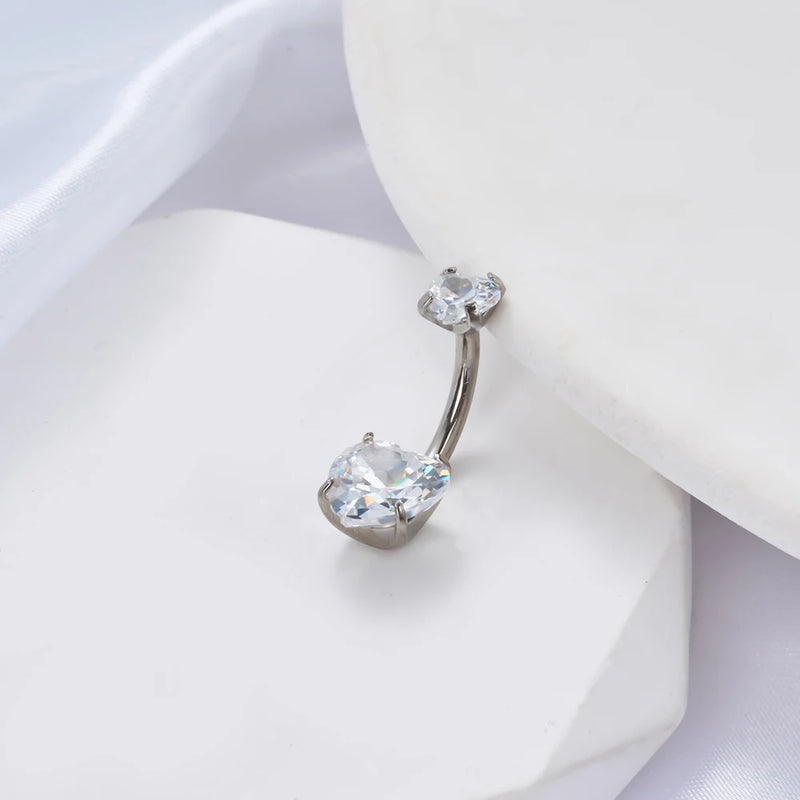 G23 Titanium Heart CZ Navel Piercing Body Jewelry for Women