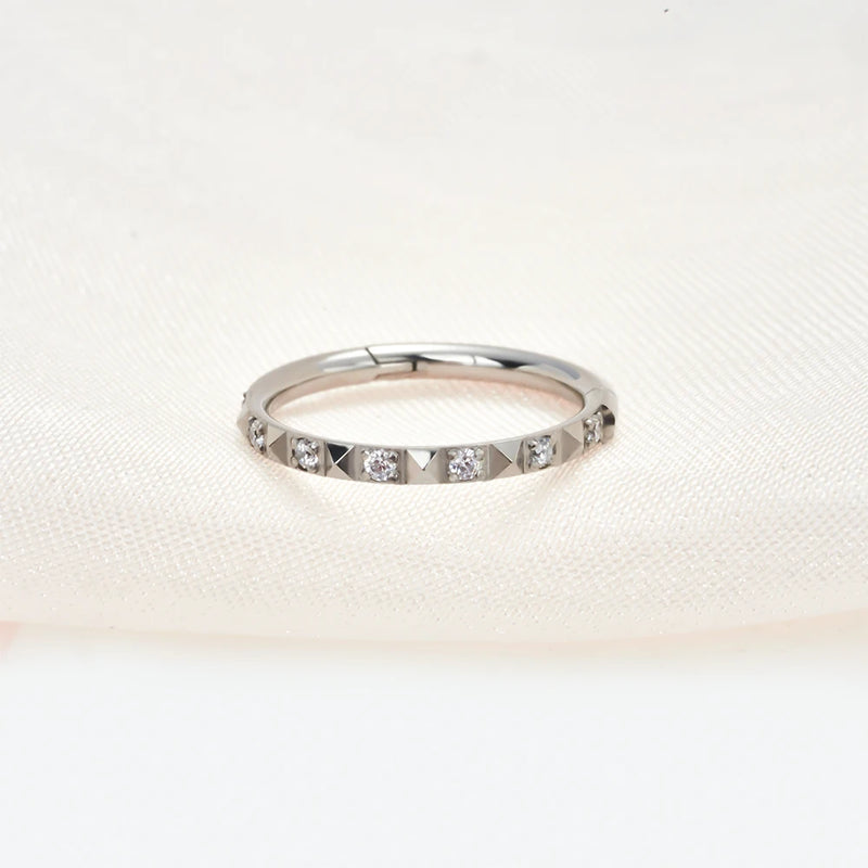 G23 Titanium Nose Ring CZ Hinged Clicker Cartilage Tragus Lip Piercing
