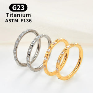 G23 Titanium Nose Ring CZ Hinged Clicker Cartilage Tragus Lip Piercing